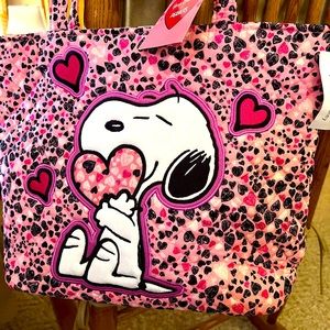 Vera Bradley Love You Snoopy Small Vera Tote Bag NWT with Bonus Heart Pouch!